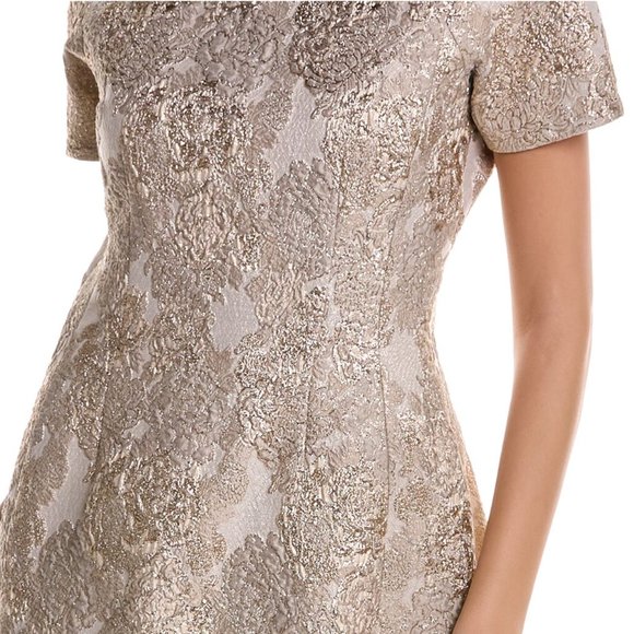 Teri Jon by Rickie Freeman Metallic Jacquard Cocktail Dress - Picture 3 of 6